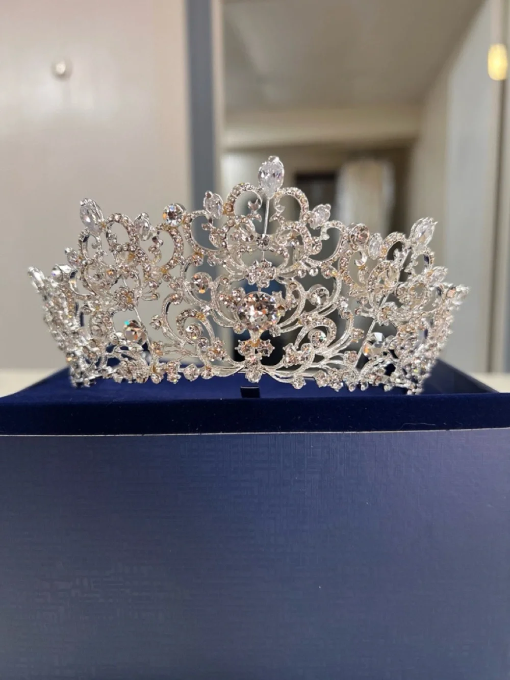 Silver Crystal Bridal Tiara - Sparkling Rhinestone Crown